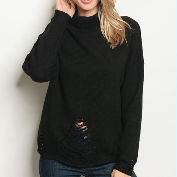 ❤️LAST NEW Black Destructed Sweater - Picture 2 of 3